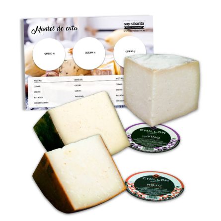 Pack degustación quesos de leche cruda de oveja Chillón y mantel de cata de regalo