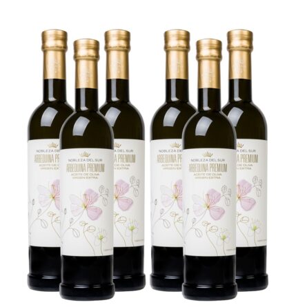 AOVE Arbequina Premium 500 ml -Primera Cosecha. 6 BOTELLAS