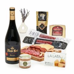 Lote gourmet 212 con salchichón y chorizo de bellota, queso ibérico y Rioja Reserva Monte Real