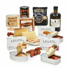 Lote gourmet 222 sin alcohol con quesos, zamburiñas, bonito, mejillones y aceitunas arbequina